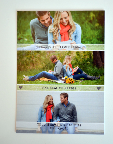The front of Casey and Mike's Save the Date cards