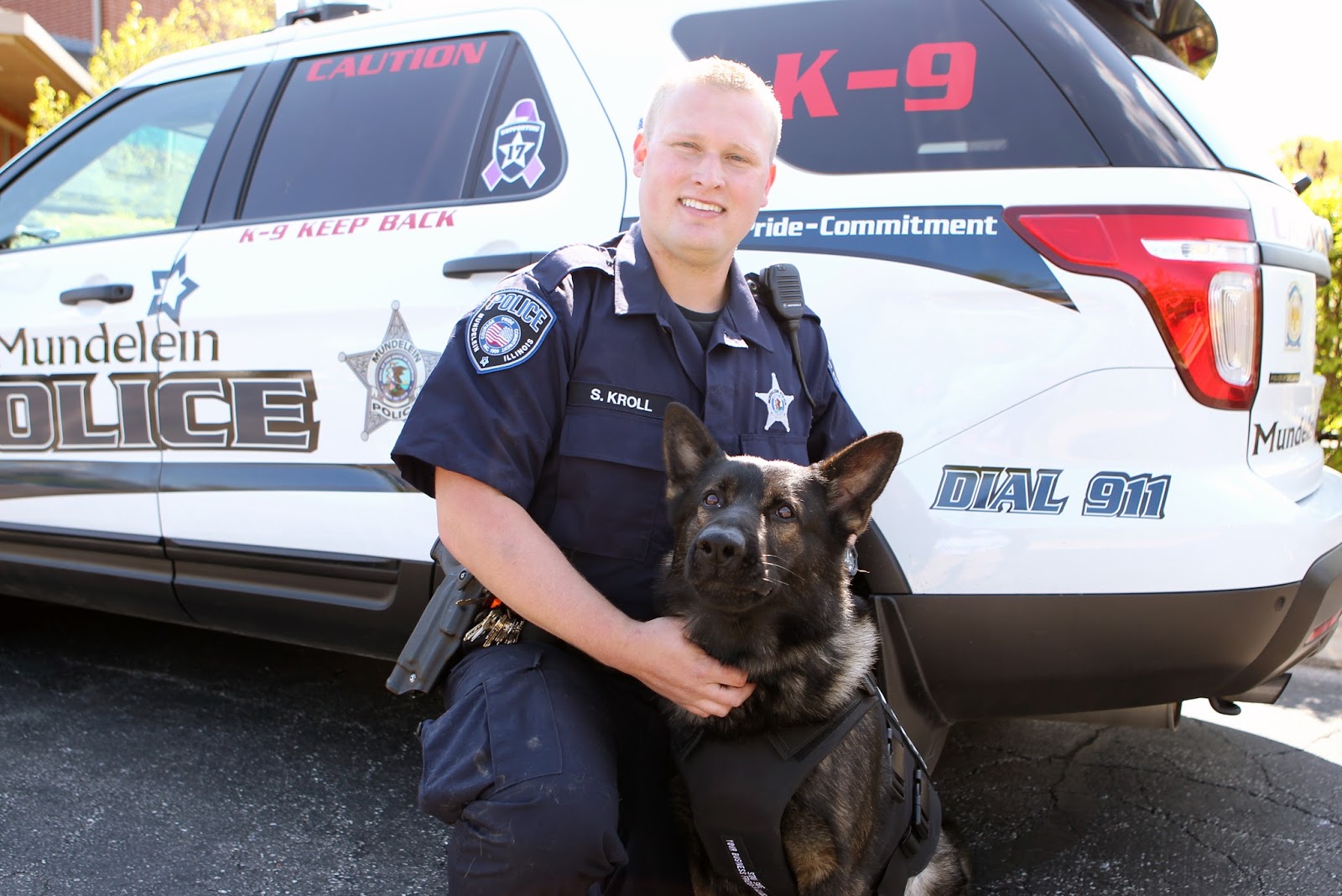 Mark Kodiak Ukena Mundelein Police K9 Titan the Dog wears New Armored