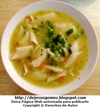 Sopa de pollo Foto de la Sopa de pollo bien concentrado (sopa de casa) con su cebollita china, foto de sopa de Jesus Gómez