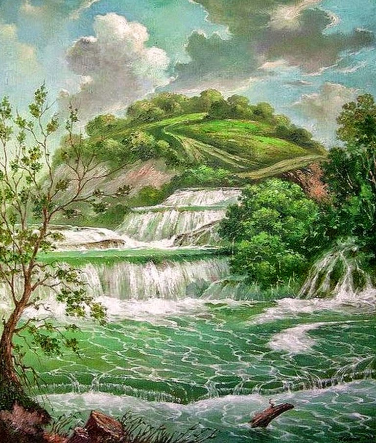 paisajes-con-cascadas-cuadros-pintados-al-oleo