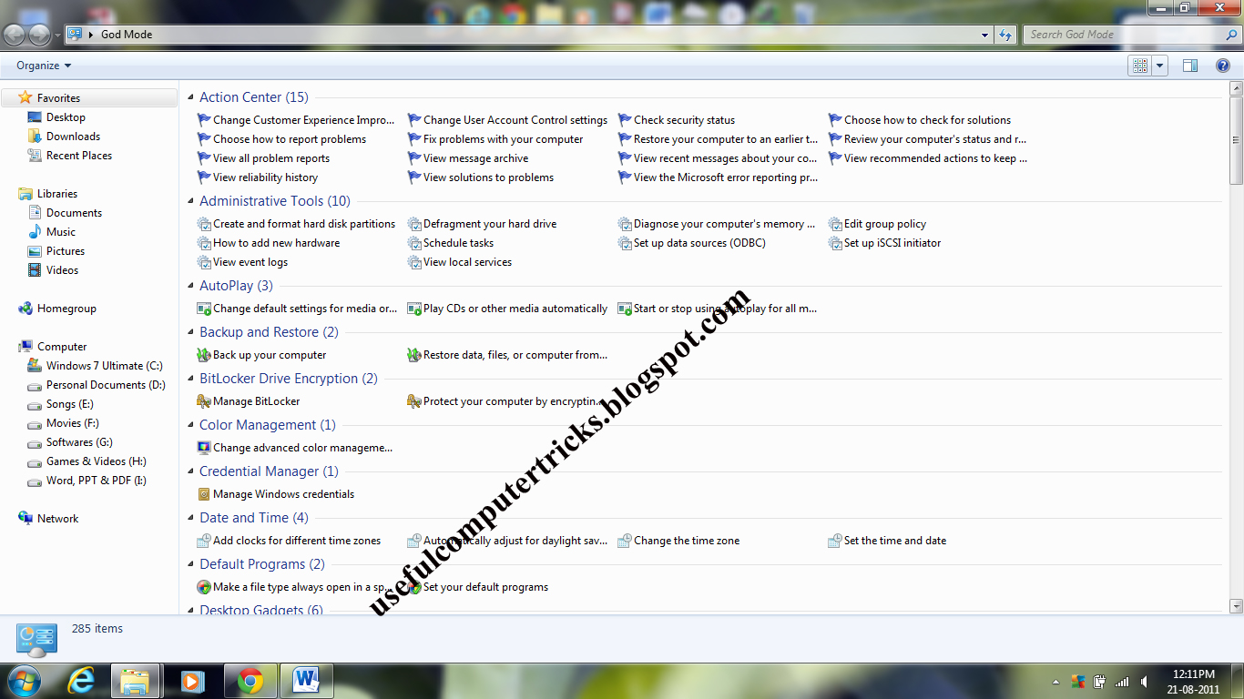 Useful Computer Tips And Tricks Windows 7 God Mode!!!