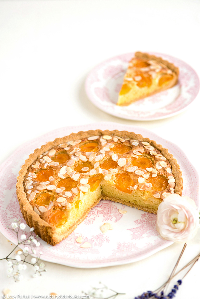 Apricot, Almond and Ricotta Frangipane Tart with Apricot Lavender Ice cream supergolden bakes