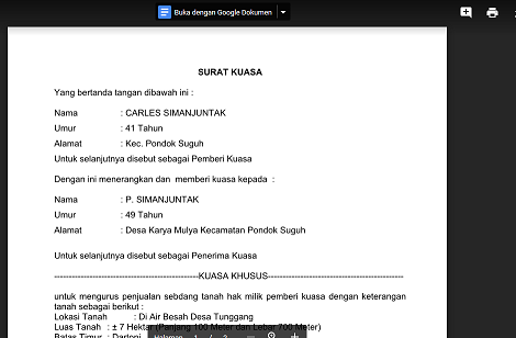 Surat Kuasa Penjualan Tanah Doc Semua Surat