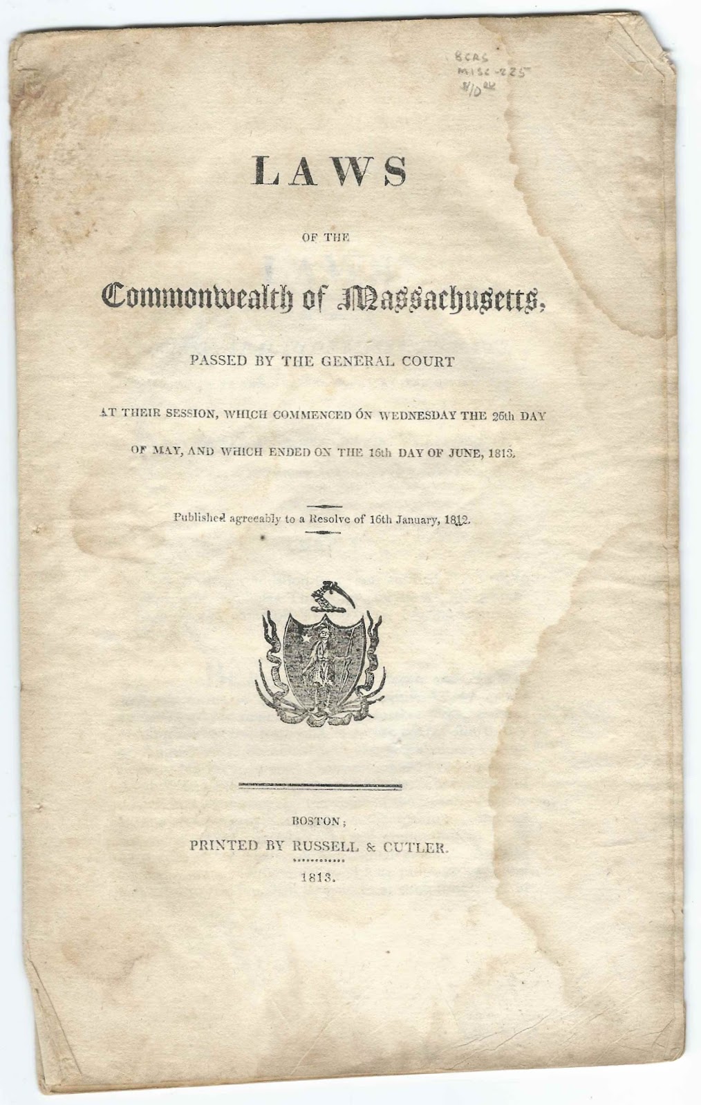 Heirlooms Reunited 1813 Act to Incorporate the Wiscasset Marine