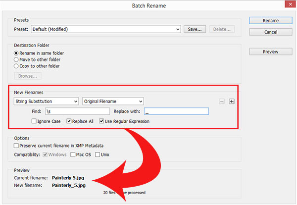 Solved: How do I remove a number sequence using batch rena... - Adobe Support Community -