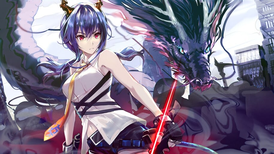 Anime, Girl, Dragon, Chen, Arknights, 4K, #6.1822