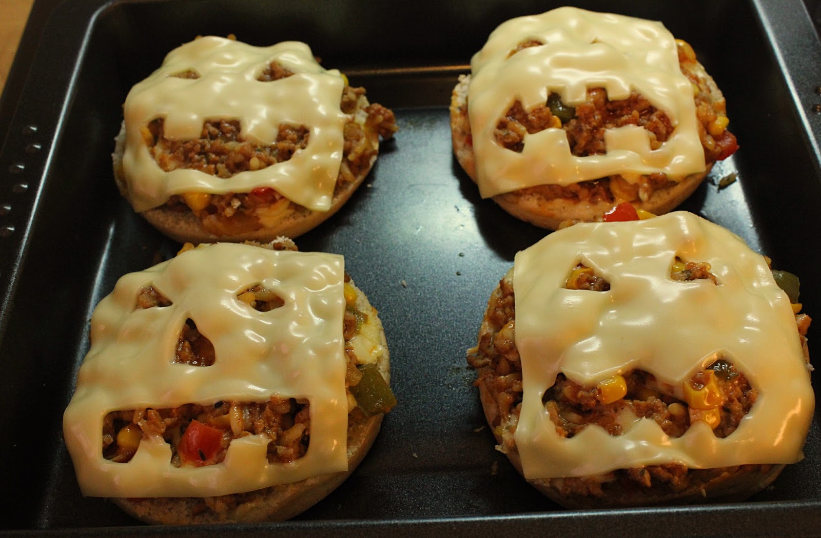 Pudica's Food Corner Sloppy Joe inspired Halloween Burgers HAPPY