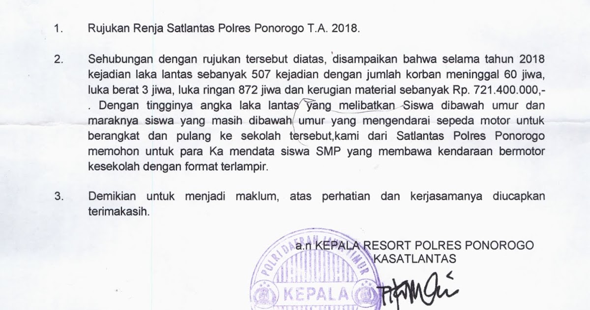 PENDATAAN SISWA MTS BERKENDARA MOTOR (POLRES PONOROGO