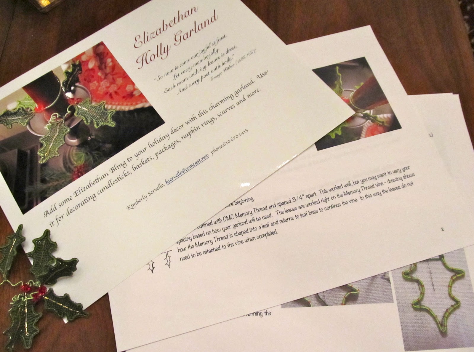 Baroque Embellishments Elizabethan Holly Garland Available as PDF download