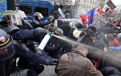 French police using tear gas