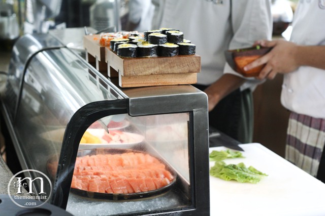 sushi and sashimi buffet station