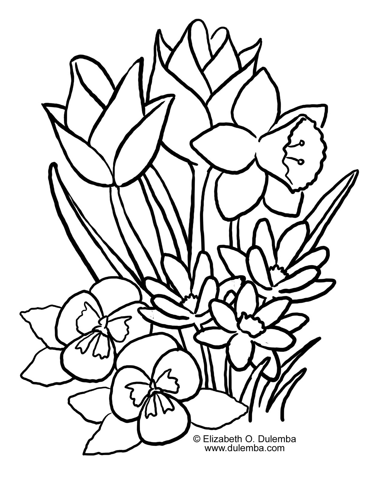 images of spring flowers coloring pages - photo #6