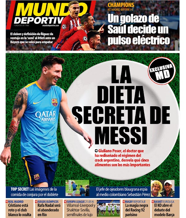 FC Barcelona, Mundo Deportivo: "La dieta secreta de Messi"