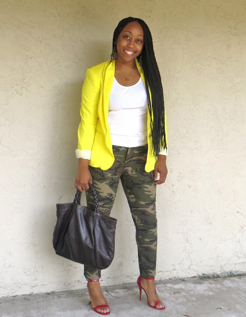 Outfit: Sunny Yellow and Camo Skinnies