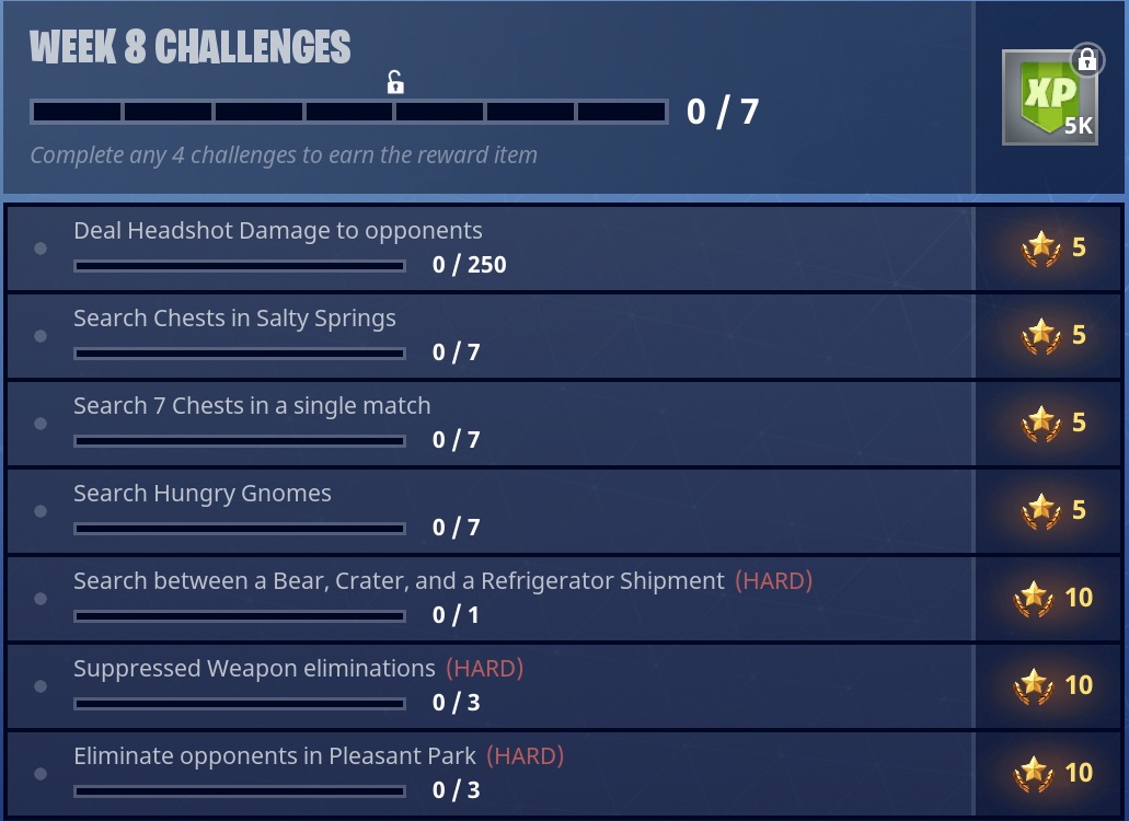 The Complete Guide to solving Week8 Challenges of Season4 in Fortnite