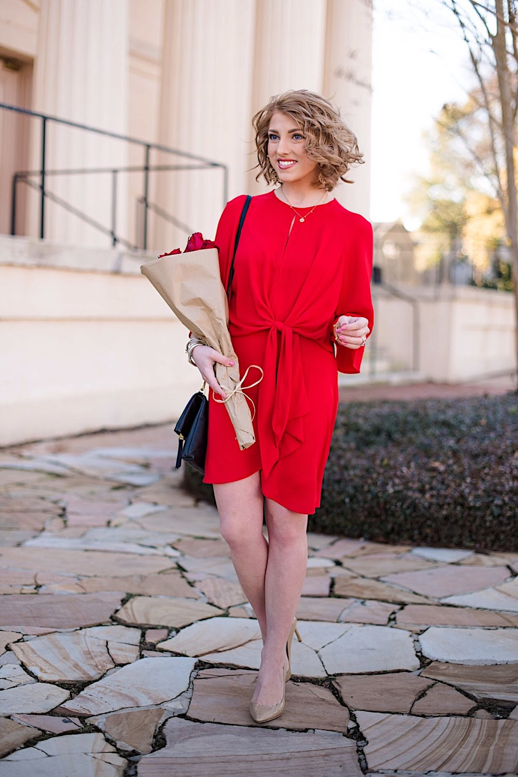 Red Knot Front Dress for Valentines Day - Click through for the full post on Something Delightful Blog