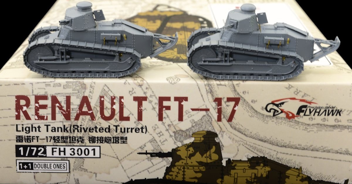 1/72,World War II,French Renault FT-17 light tank riveted turret Military model 