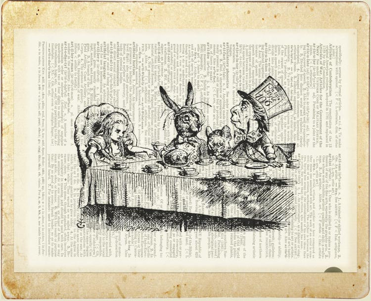 06-Mad-Hatter-Tea-Party-Jean-Cody-Vintage-Dictionary-Page-Art-Prints-www-designstack-co