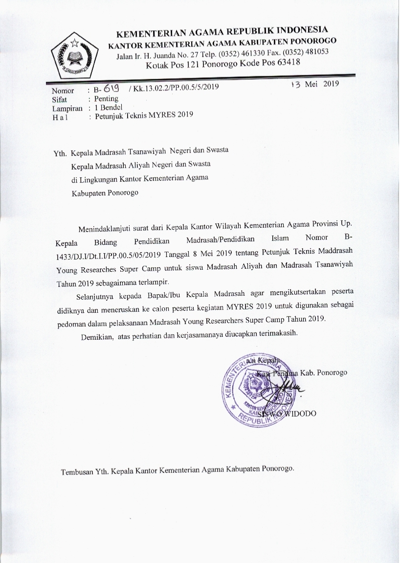 Pendma Ponorogo Edaran Myrs Tahun 2019