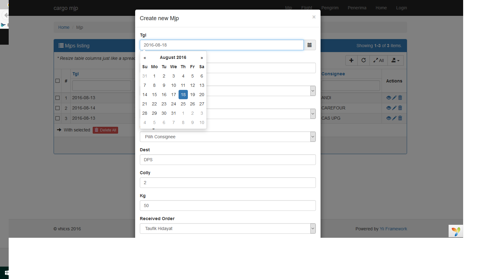Membuat Tanggal pada Yii2