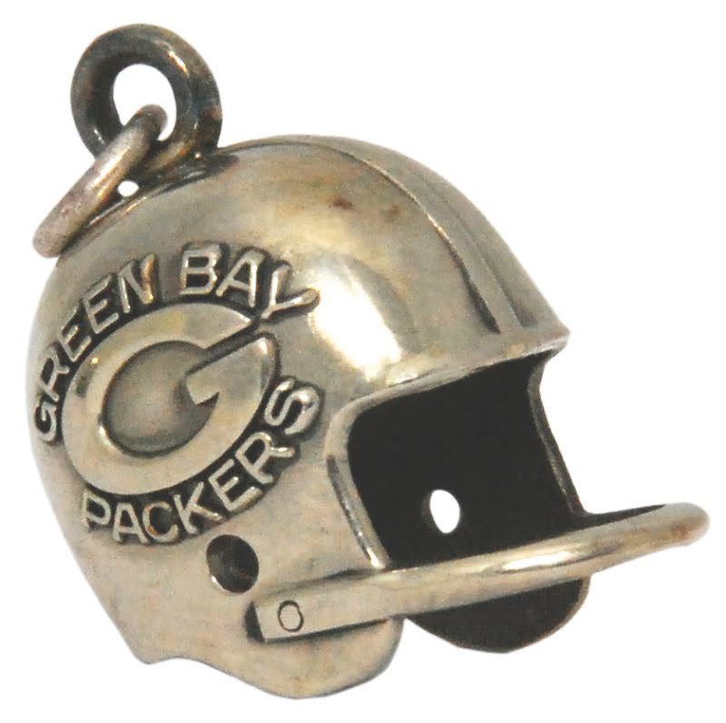 The Wearing Of Green And Gold 1965 67 World Championship With An Inscription Circling Dad Braisher S G Logo On Either Side The Helmet Right Reads Green Bay Packers