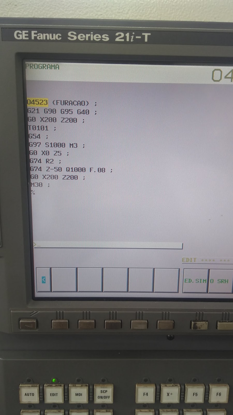 Ciclo G74 no torno CNC comando Fanuc