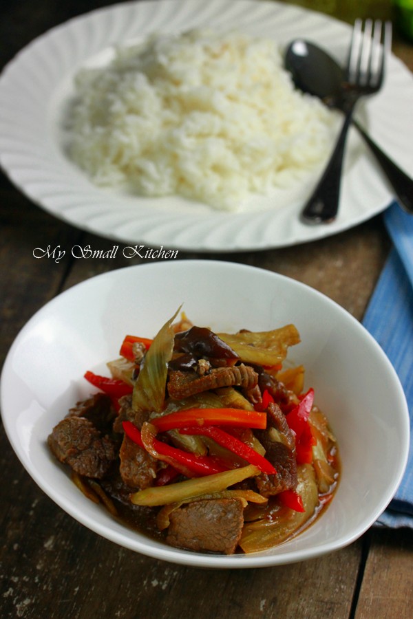 My Small Kitchen Stir Fry Beef with Fennel, Carrot and Mushrooms