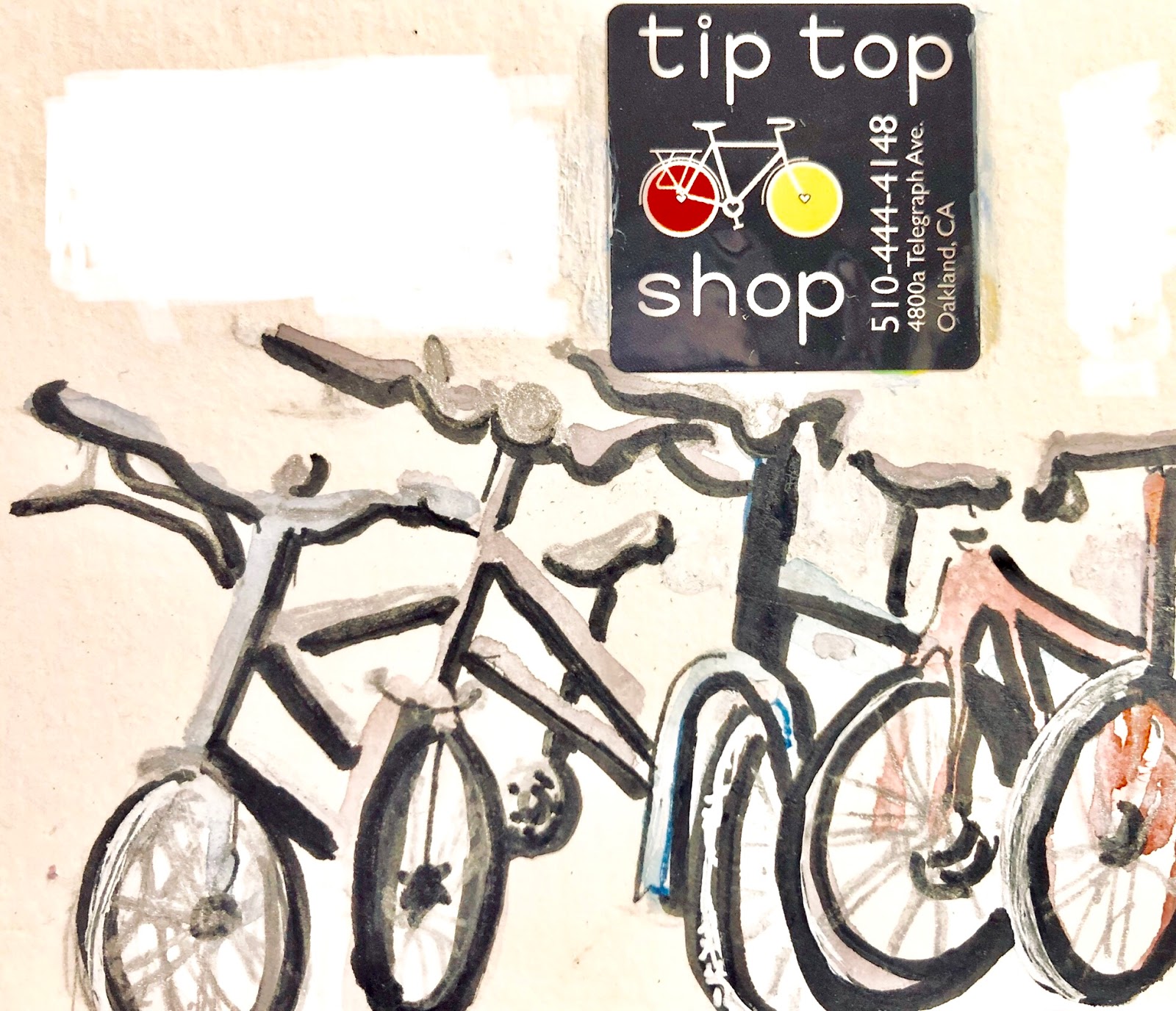 Urban Sketchers S.F. Bay Area: A O' The Hat to Tip Top Bike Shop
