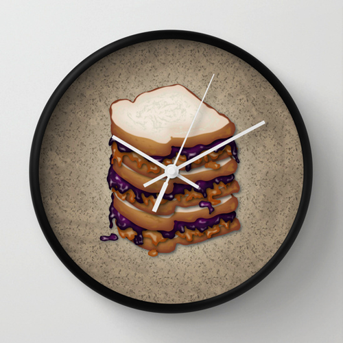 bztees2go Sold! Peanut Butter and Jelly Sandwich Wall Clock