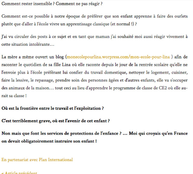 Plan International, la même association qui avait lancé le faux blog pour dénoncer les mariages