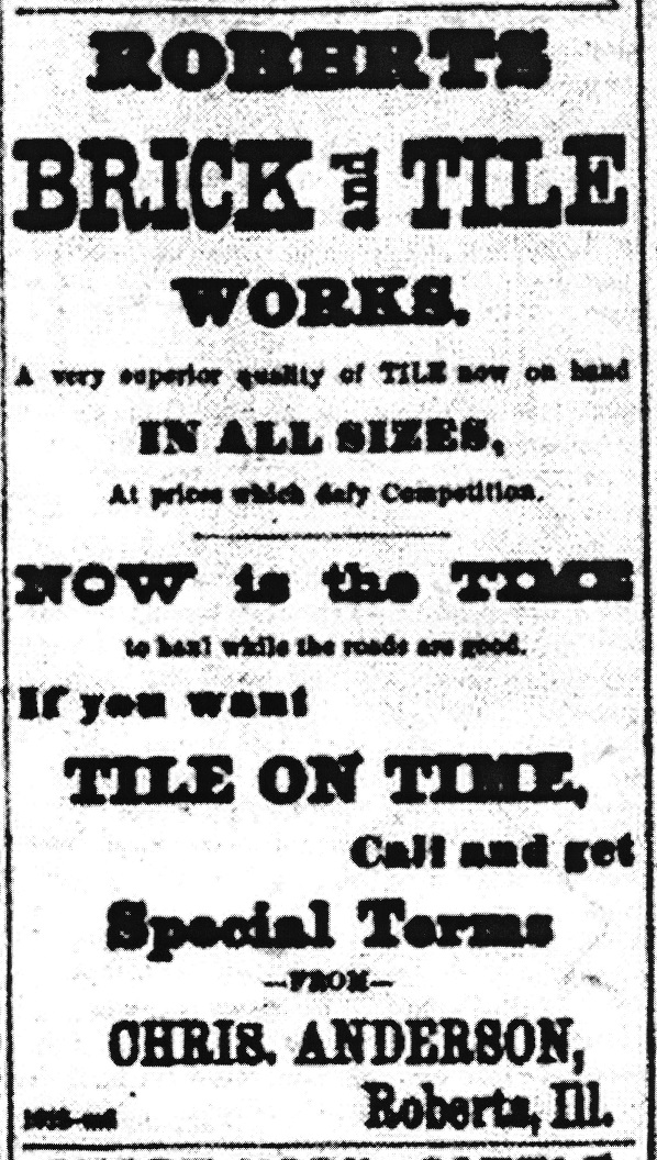 Roberts Brick & Tile Works 1884 Ad