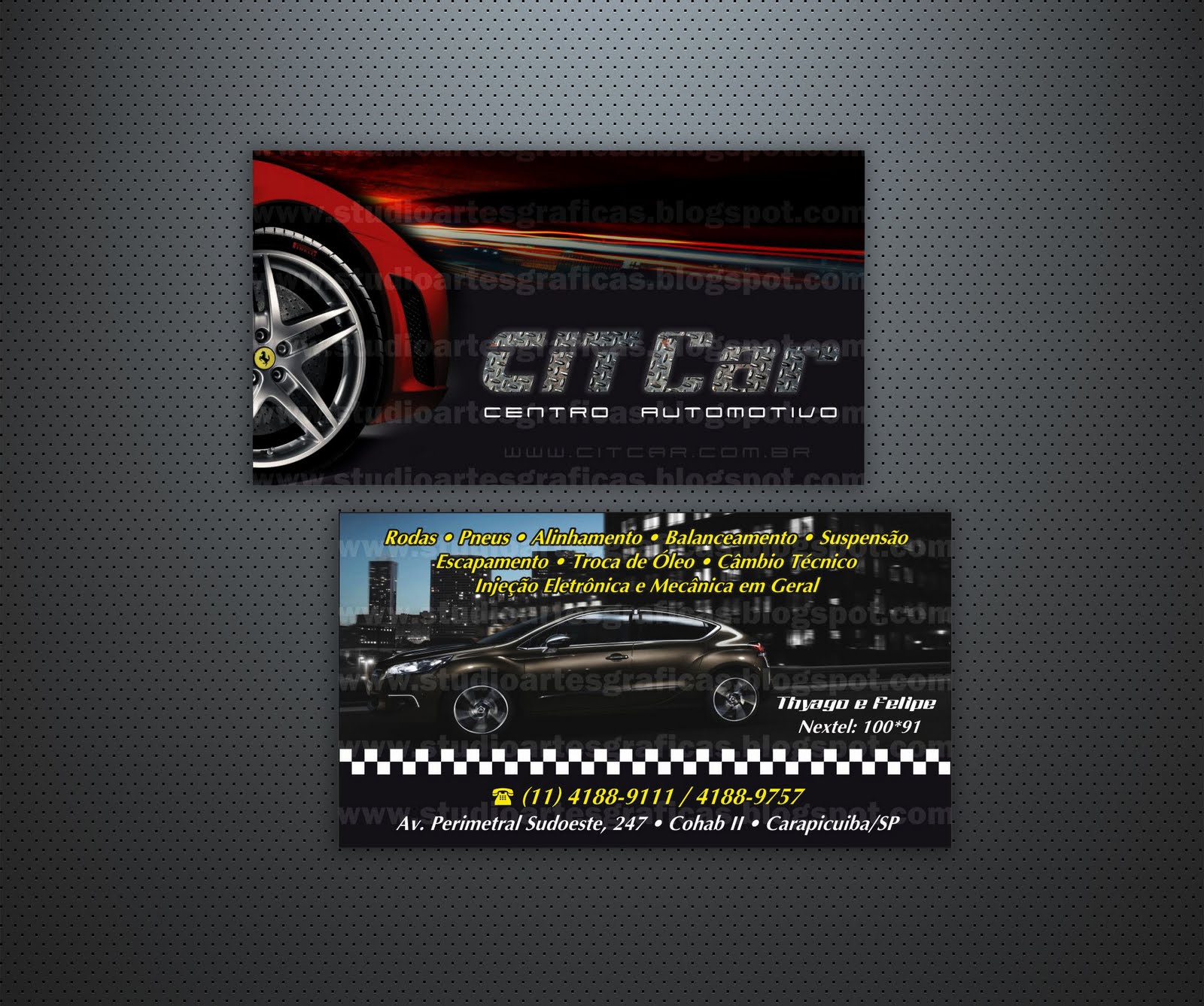 Studio de Artes Gráficas CIT CAR CENTRO AUTOMOTIVO Cartão de Visitas