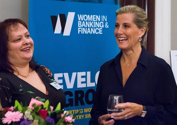 Countes Sophie of Wessex wore Emilia Wickstead Monica crepe shirt at Women in Banking and Finance Awards