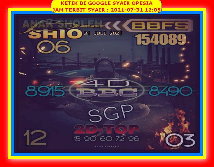 Syair Sgp Hari Ini Sabtu 31 Juli 2021 Opesia Official