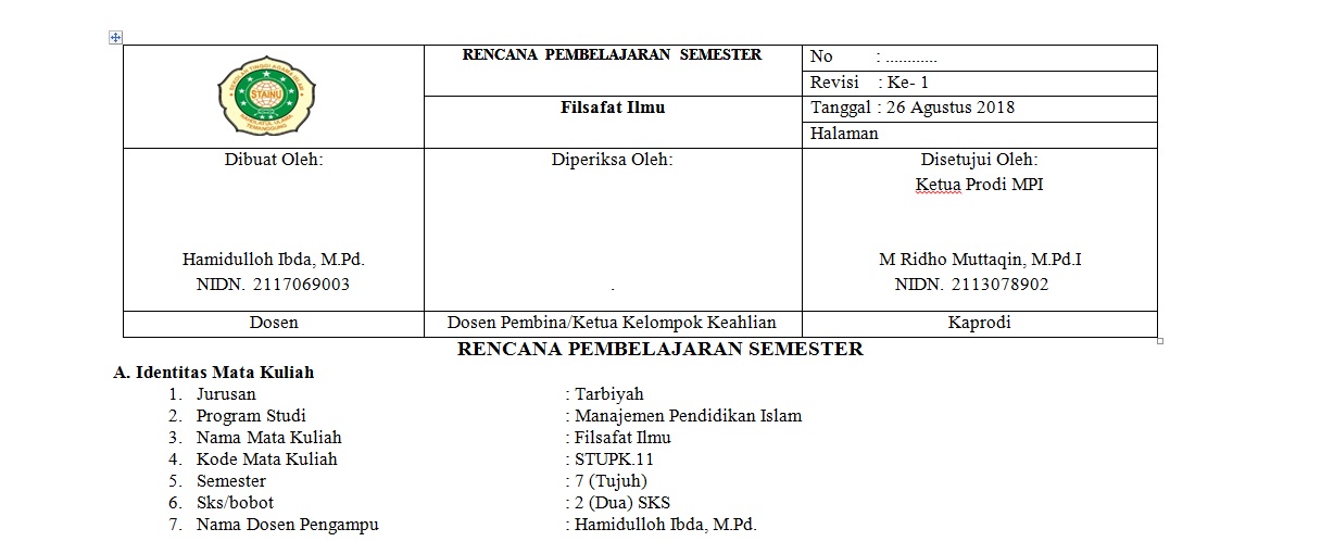 RPS Mata Kuliah Filsafat Ilmu - HI Study Centre