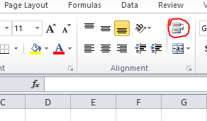 Wrap Text Icon in Home Tab