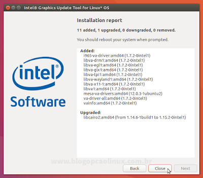 Relatório das mudanças realizadas pelo Intel Graphics Update Tool