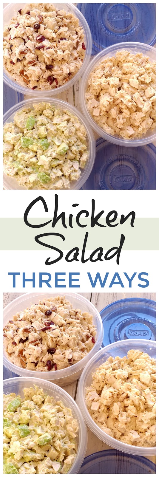 Chicken Salad 3 Ways! Make all three: Cranberry Pecan, Classic and Avocado Ranch Chicken Salad all from one batch of chicken. Perfect for game day and picnics! 