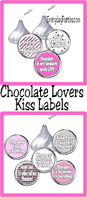 Whether you are alone this Valentine's day or with someone you love, you can spend the day with your true love-Chocolate. These Hershey kiss labels have 8 different chocolate lovers sayings on them to enjoy anytime of the year, anytime of the day. #chocolate #hersheykiss #kisslabels #chocolatelovers #diypartymomblog