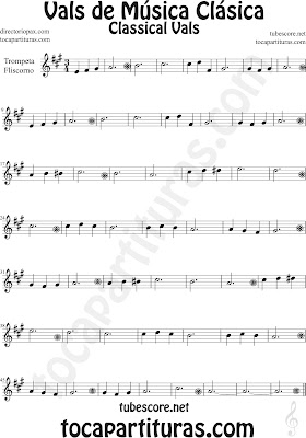 Partitura de Vals de Música Clásica Fácil para Trompeta y Fliscorno by diegosax Classical Vals Sheet Music for Trumpet and Flugelhorn Music Scores