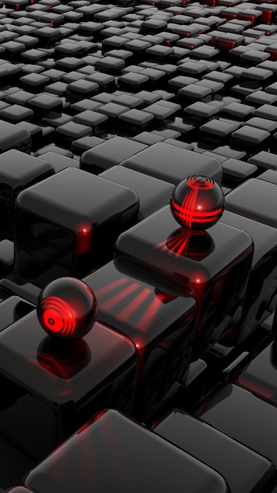   3D Balls On The Dark Cubes   Android Best Wallpaper