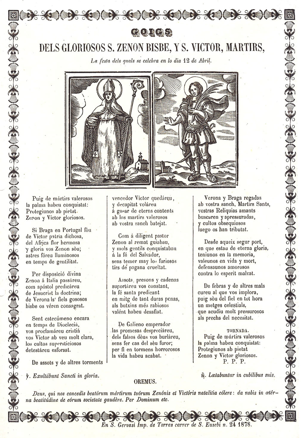 biblio goigs Goigs de sant Zenon i sant Víctor, màrtirs, la seva festa