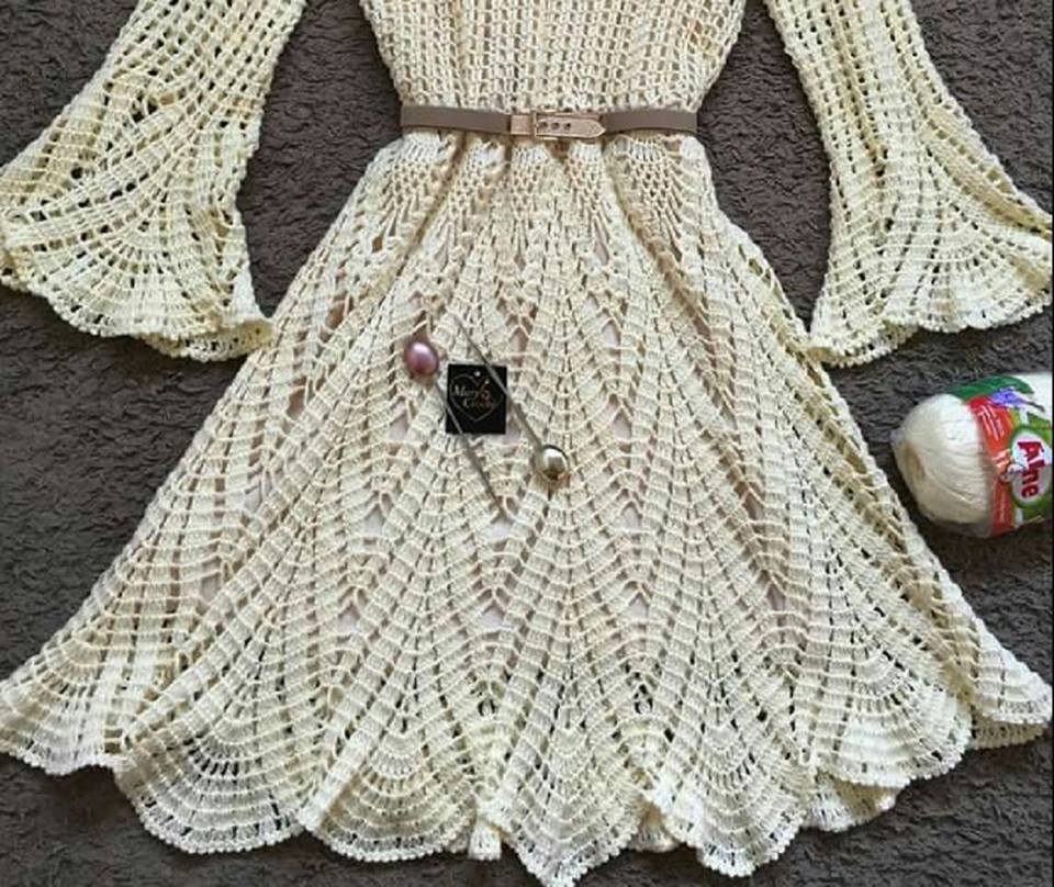 Tina's handicraft : long-sleeve crochet dress