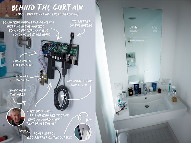 Grey Android Powered Smart Bathroom Mirror For Your Smart Home.