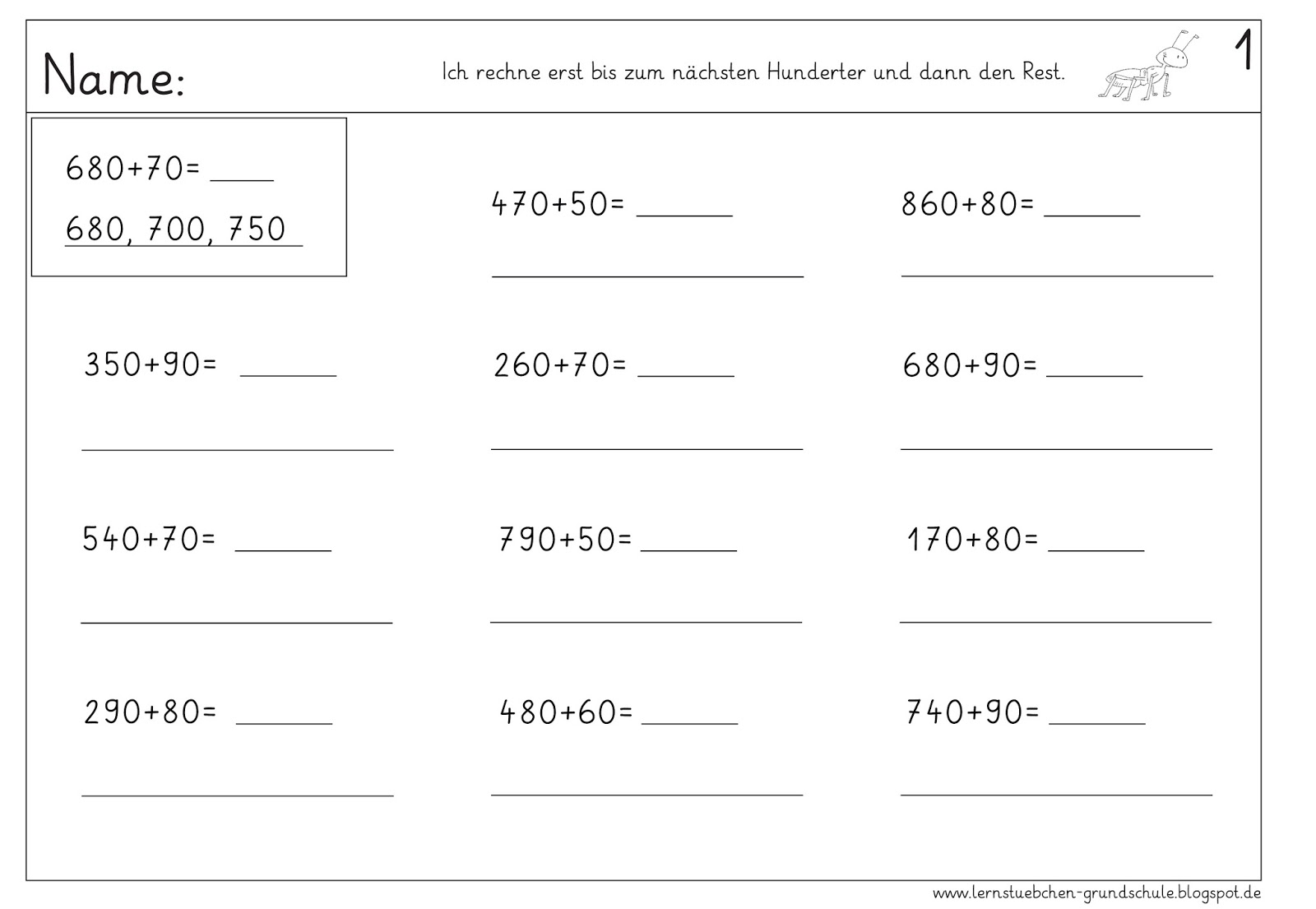 Lernstübchen: Addieren von großen Zahlen