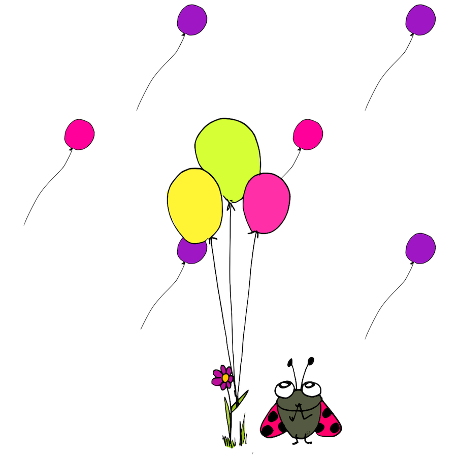 ladybug with balloons card