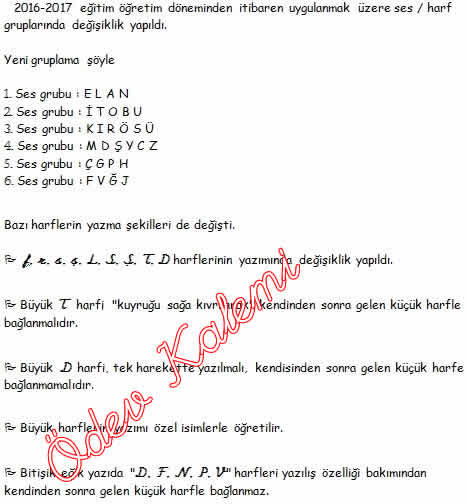 1. sinif Yeni harf gruplari - Ödev Kalemi