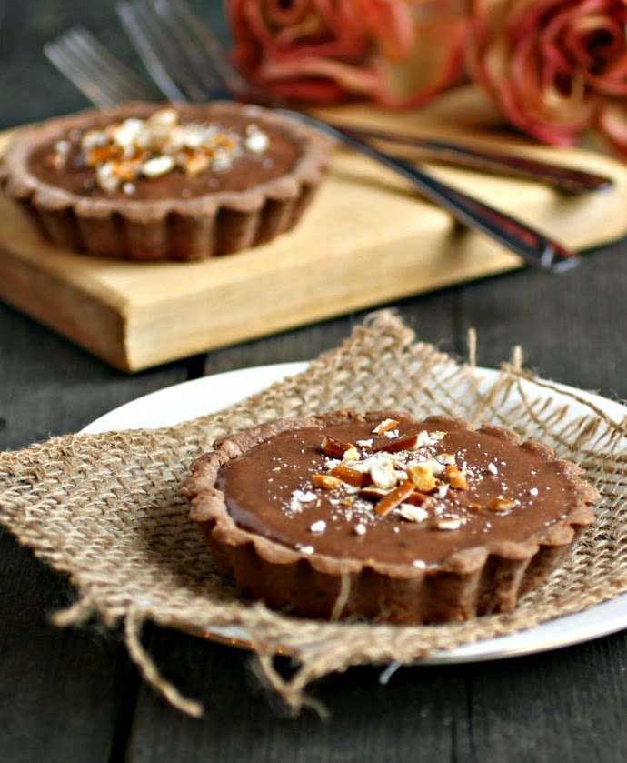 Chocolate Peanut Butter Pretzel Tarts for Two