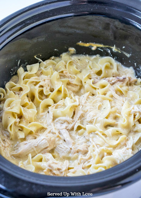 Crock Pot Chicken and Noodles recipe from Served Up With Love