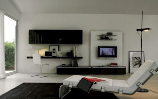 Sala minimalista  en blanco y negro